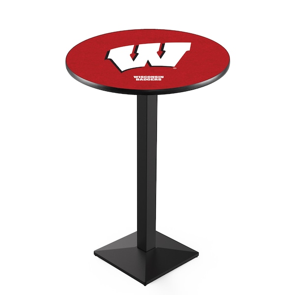42" Blk Wrinkle Wisconsin "W" Pub Table
